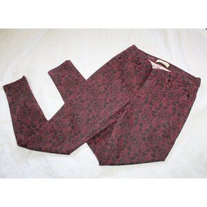 Y2K Cookie Johnson Floral print Skinny Women's pants Size 28 Black and Red